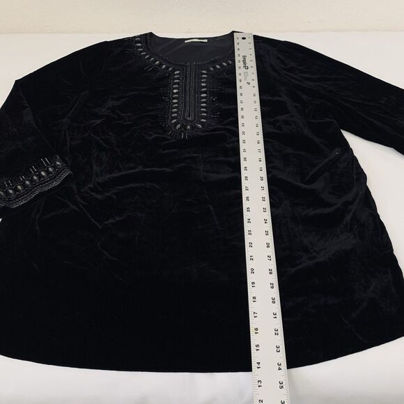 Peter Nygard Tunic 3X* Black Velvet Rhinestone Embellished Celestial Whimsygoth - Picture 7 of 9